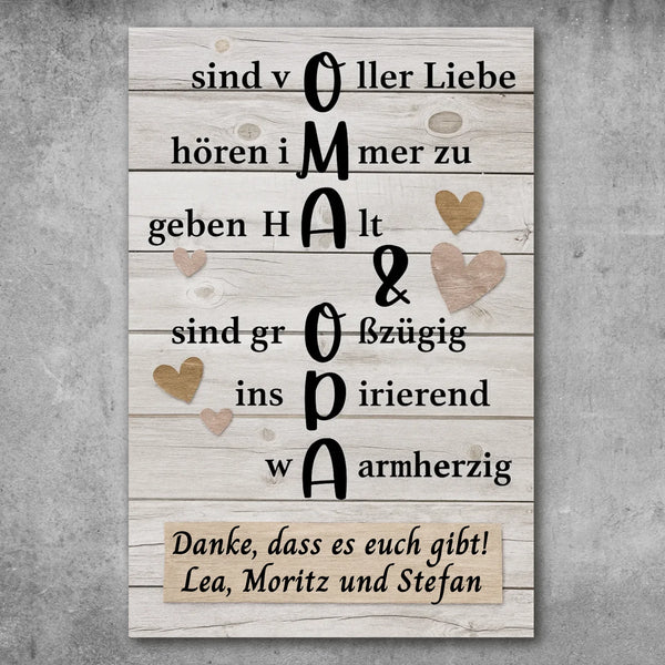 Personalisiertes Poster - Oma & Opa hören immer zu