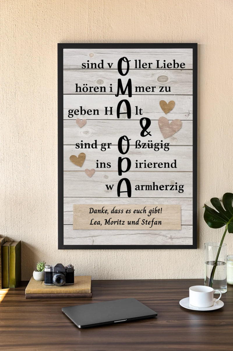 Personalisiertes Poster - Oma & Opa hören immer zu