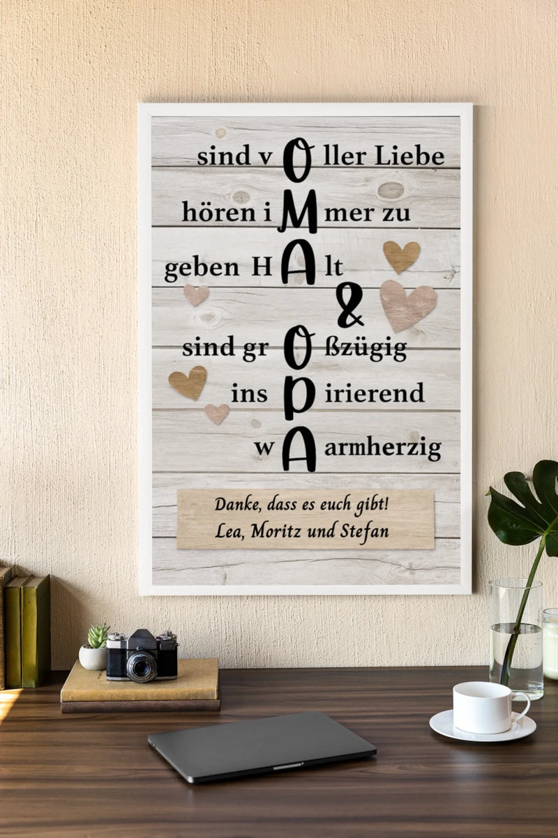 Personalisiertes Poster - Oma & Opa hören immer zu