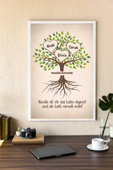 Personalisiertes Poster - Familienbaum mit Herzen