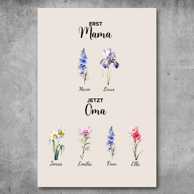 Personalisiertes Poster - Erst Mama, Jetzt Oma