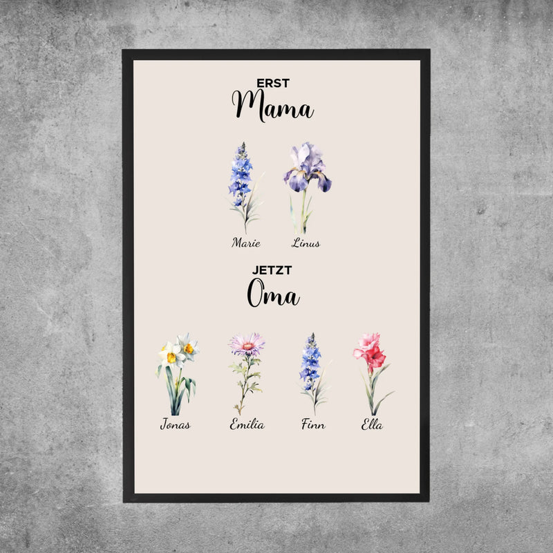 Personalisiertes Poster - Erst Mama, Jetzt Oma