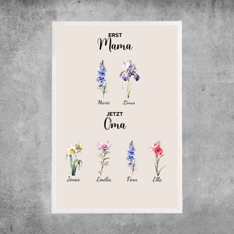 Personalisiertes Poster - Erst Mama, Jetzt Oma